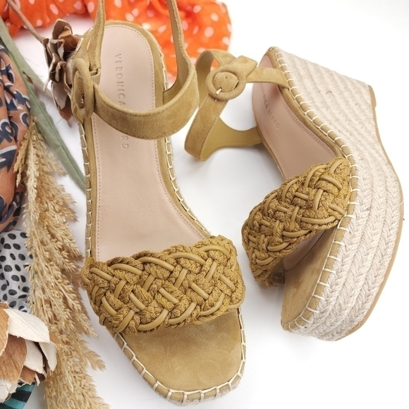 Veronica Beard Shoes - New Veronica Beard Mustard Tan Reema Platform Espadrille Sandals Size 10